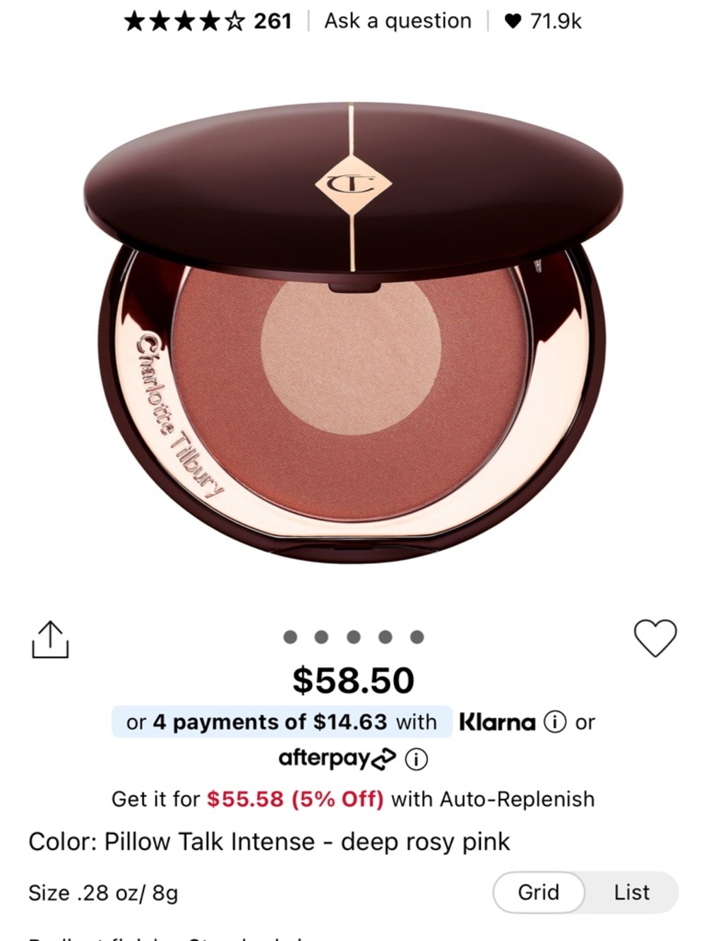 Charlotte Tilbury Pillow Talk Intense Blush - Deep Rosy Pink